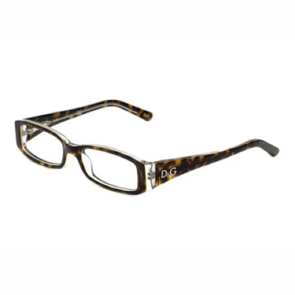 Dolce & Gabbana Plastic Rectangular Frame Eye Glasses in Havana Brown Gold
